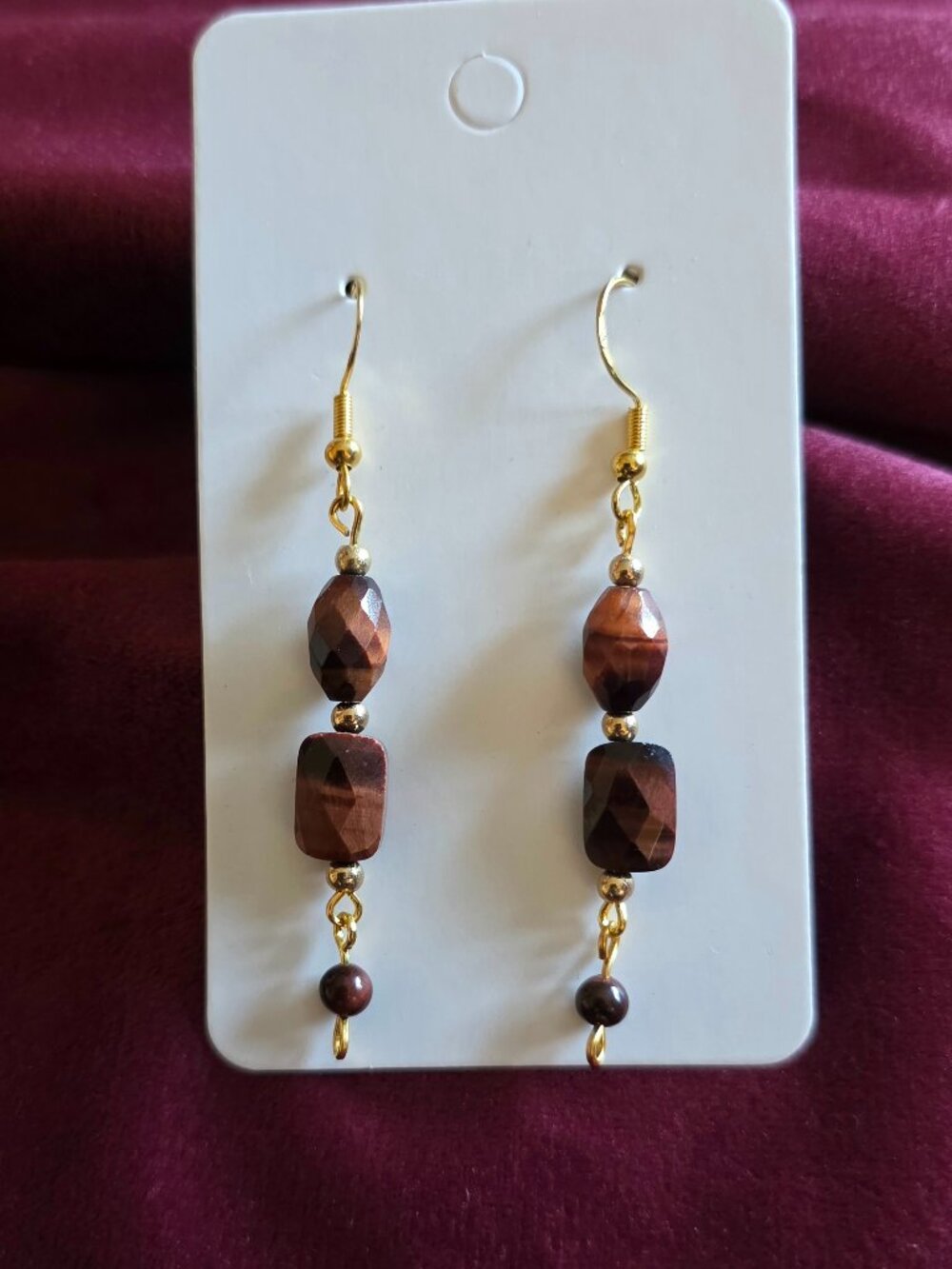 Handmade Tigers-Eye Dangle Earrings